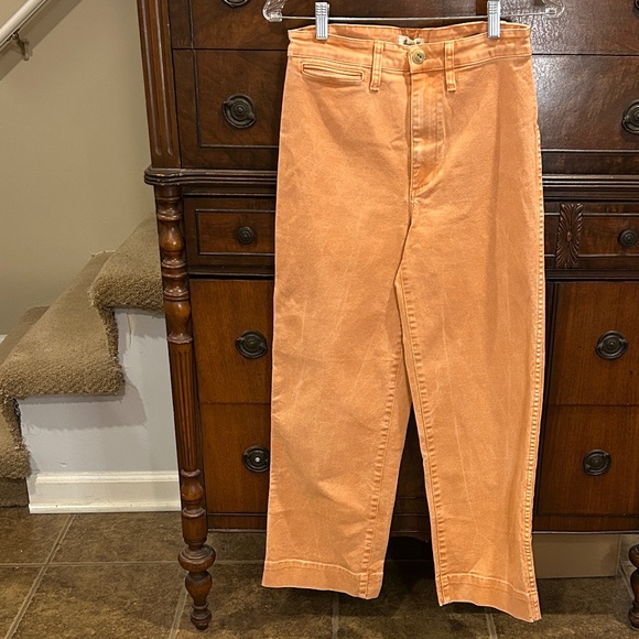 Madewell Emmett Wide-Leg Crop Orange Denim Twill Pants 27 Tall - Picture 2 of 12